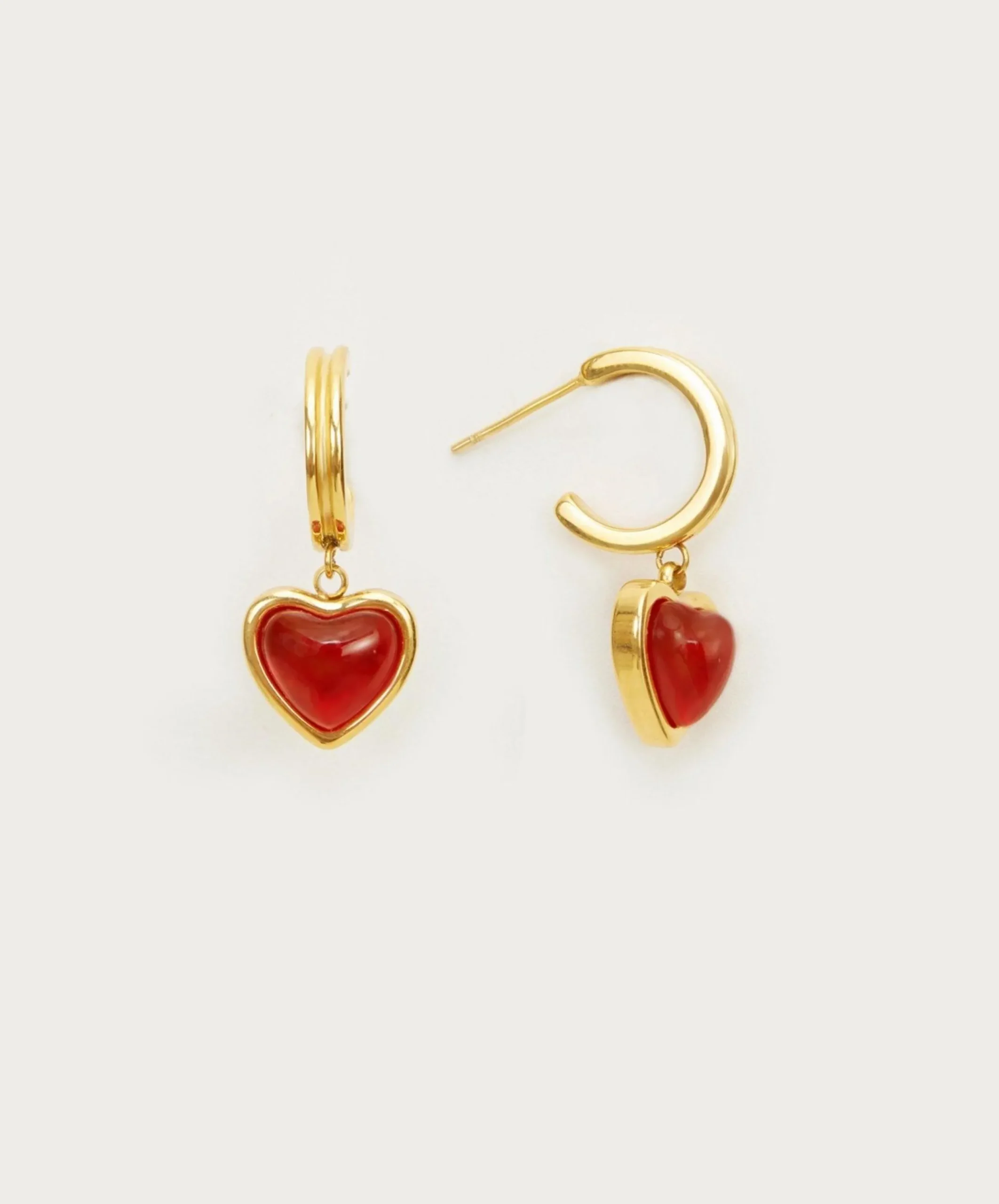 Argent Carnelian Boucles d'Oreilles Créoles En Pierre