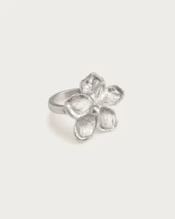 Bague Florale Texturée en Argent