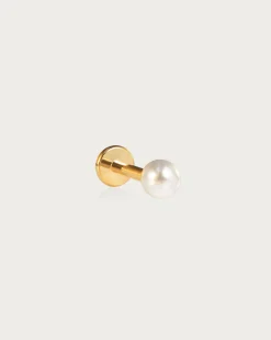 Boucle d'Oreille Helix À Dos Plat Avec Une Seule Perle