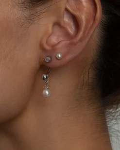 Boucle d'Oreille Helix À Dos Plat Avec Une Seule Perle