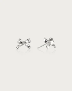 Boucles d'Oreilles À Tige En Ruban Argenté