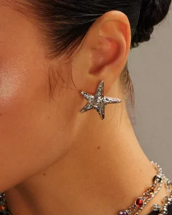 Boucles d'Oreilles À Tige Étoile de Mer En Argent