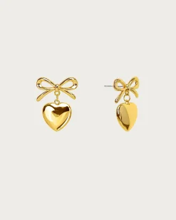 Boucles d'Oreilles Coeur Ruban Doré