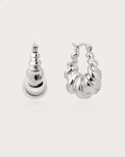 Boucles d'Oreilles Créoles Croissant En Argent