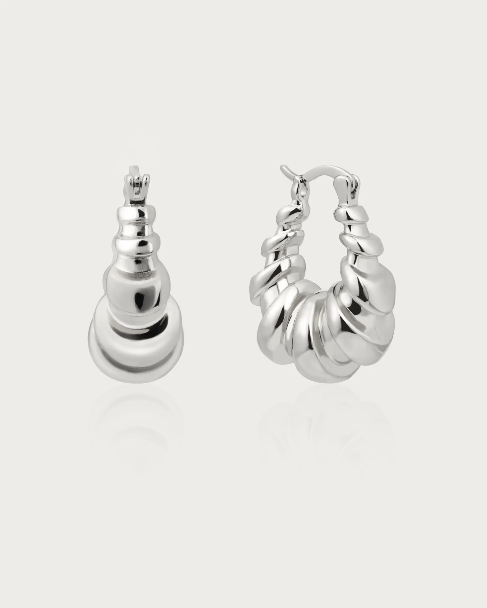 Boucles d'Oreilles Créoles Croissant En Argent