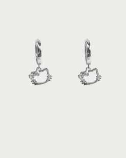 Boucles d'Oreilles Créoles Kitty En Argent