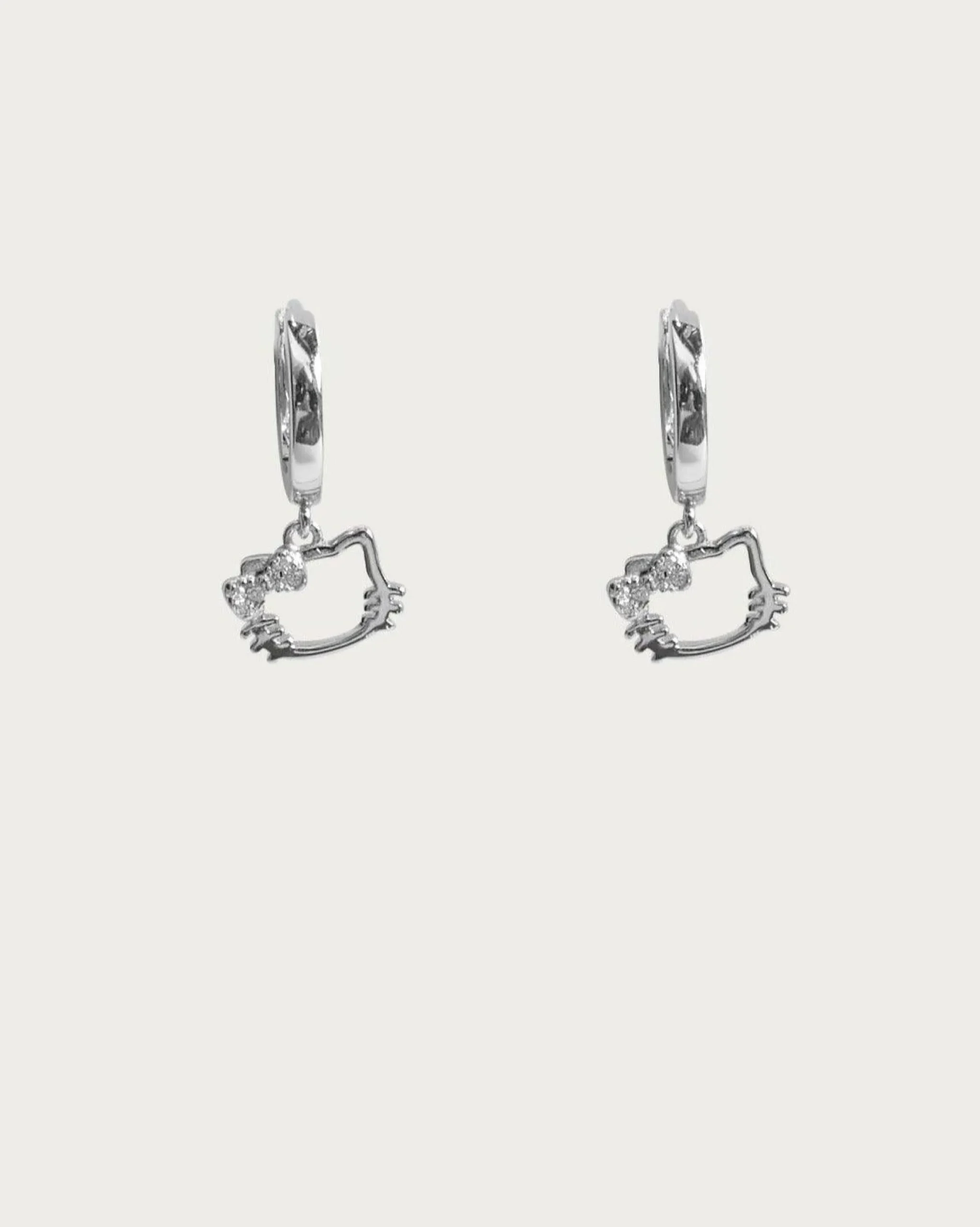Boucles d'Oreilles Créoles Kitty En Argent