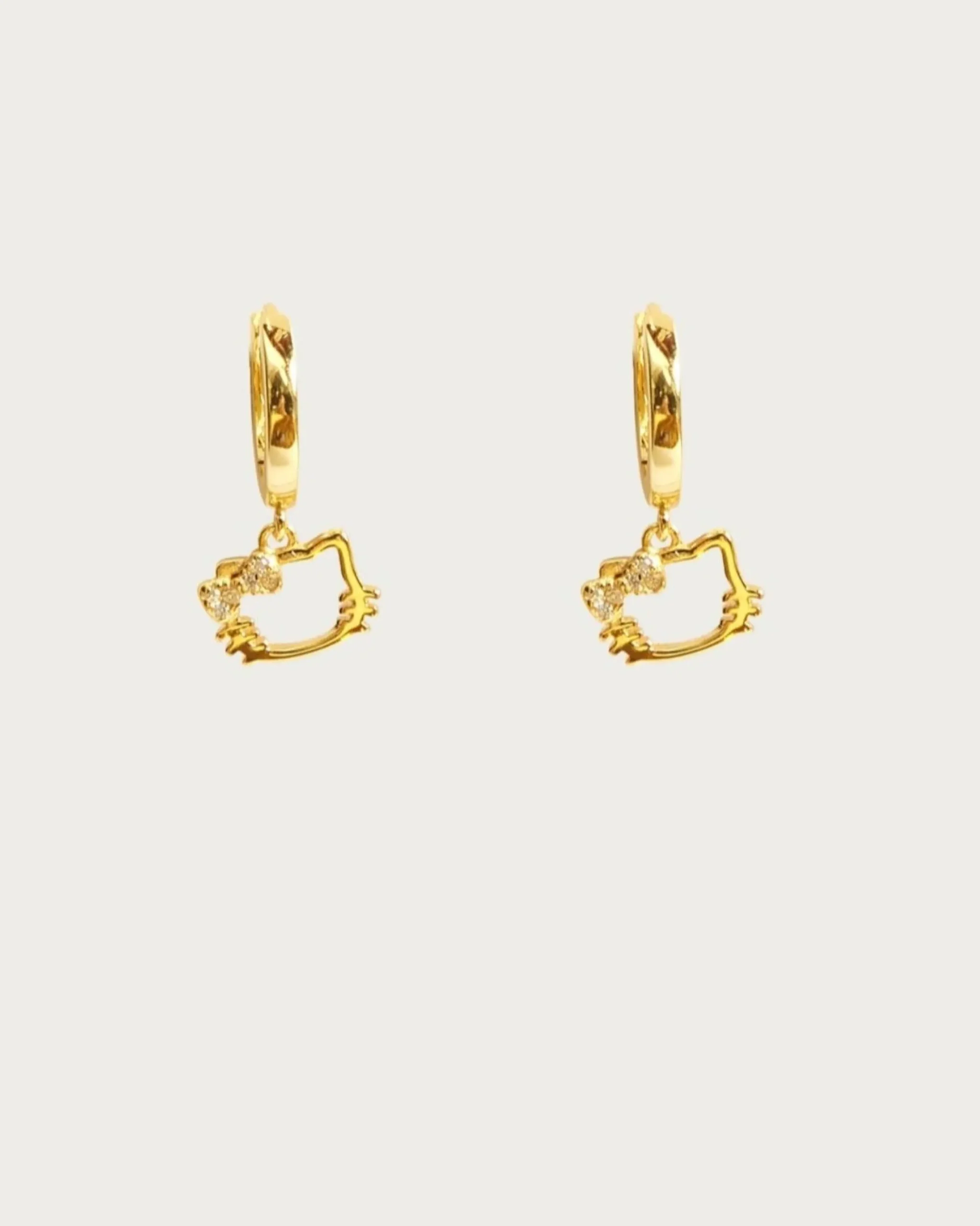 Boucles d'Oreilles Créoles Kitty En Argent