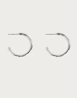 Boucles d'Oreilles Créoles Sans Fin Argentées 30 Mm