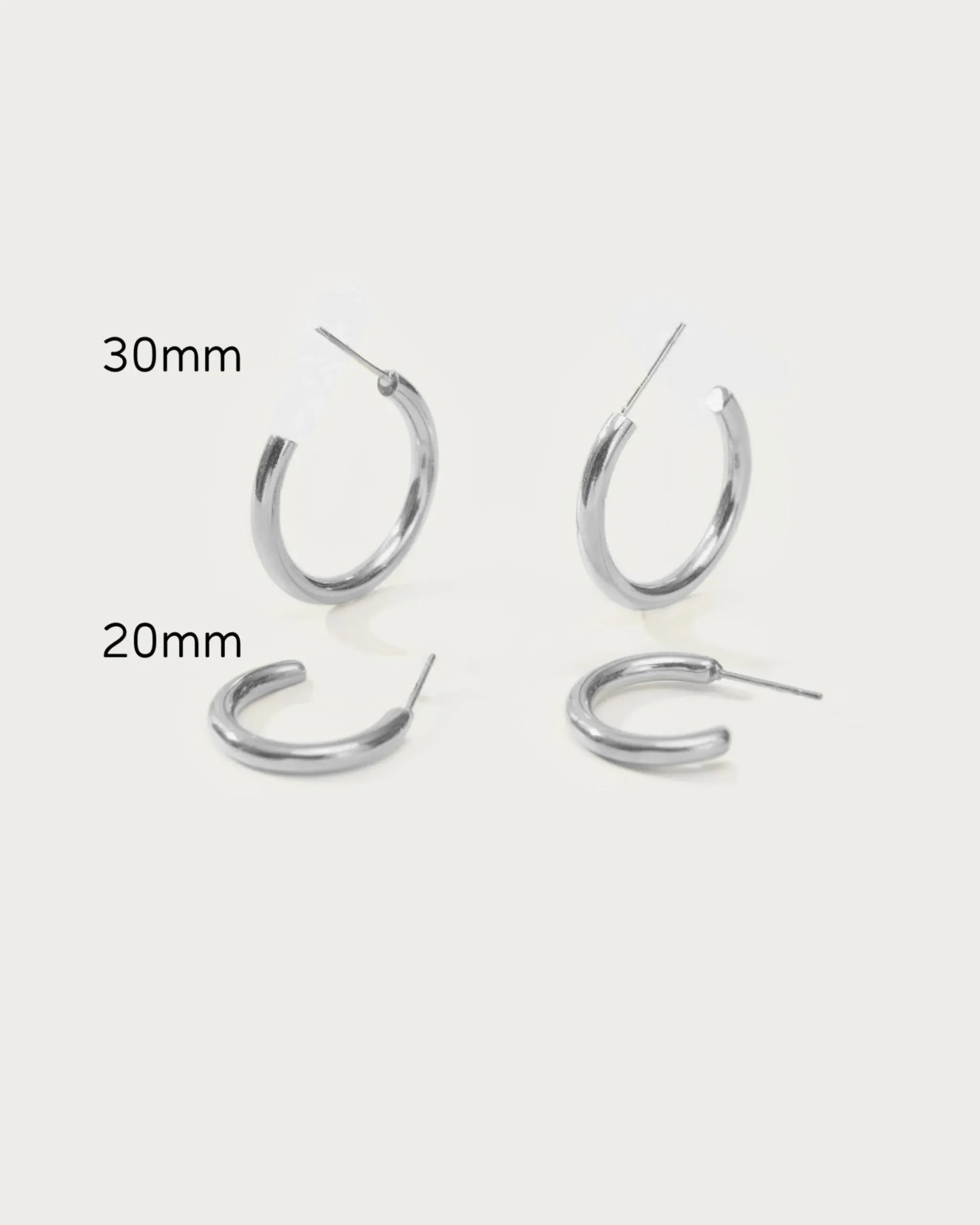 Boucles d'Oreilles Créoles Sans Fin Argentées 30 Mm