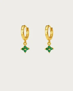 Boucles d'Oreilles Créoles Trèfle Vert En Argent