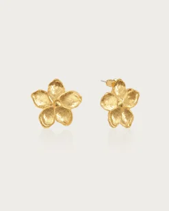 Boucles D'oreilles Florales Texturées dorées