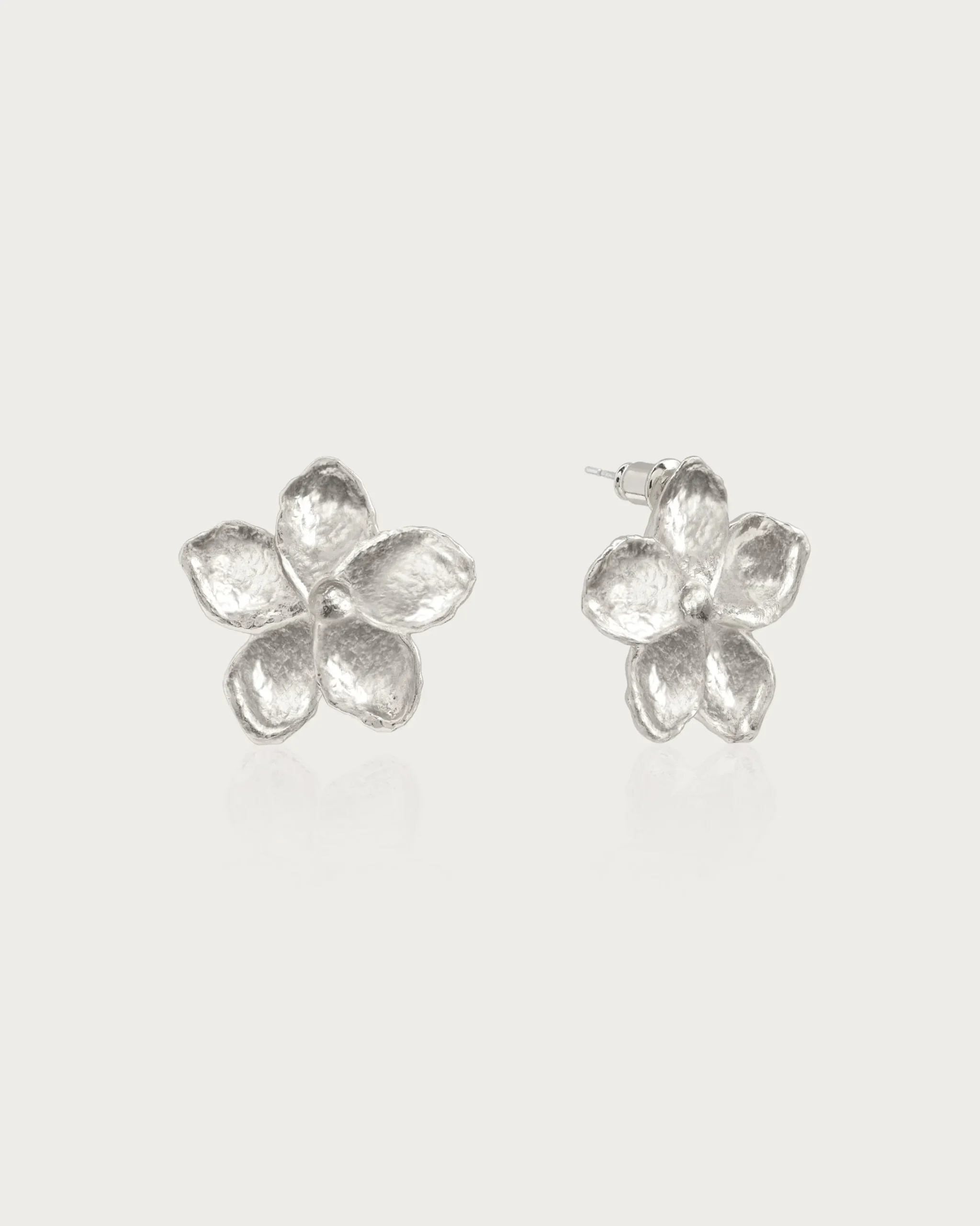 Boucles D'oreilles Florales texturées En argent