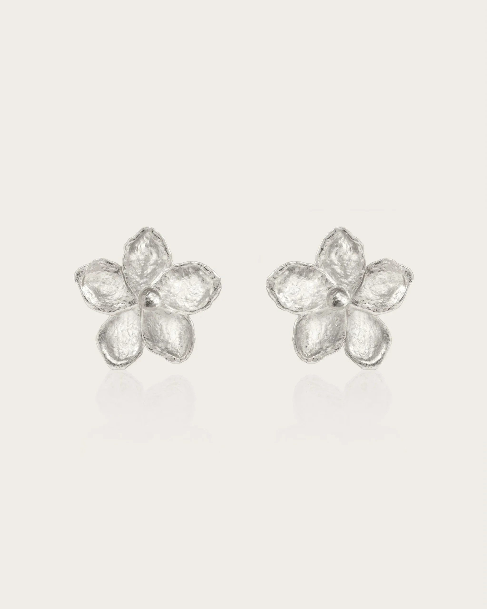 Boucles D'oreilles Florales texturées En argent