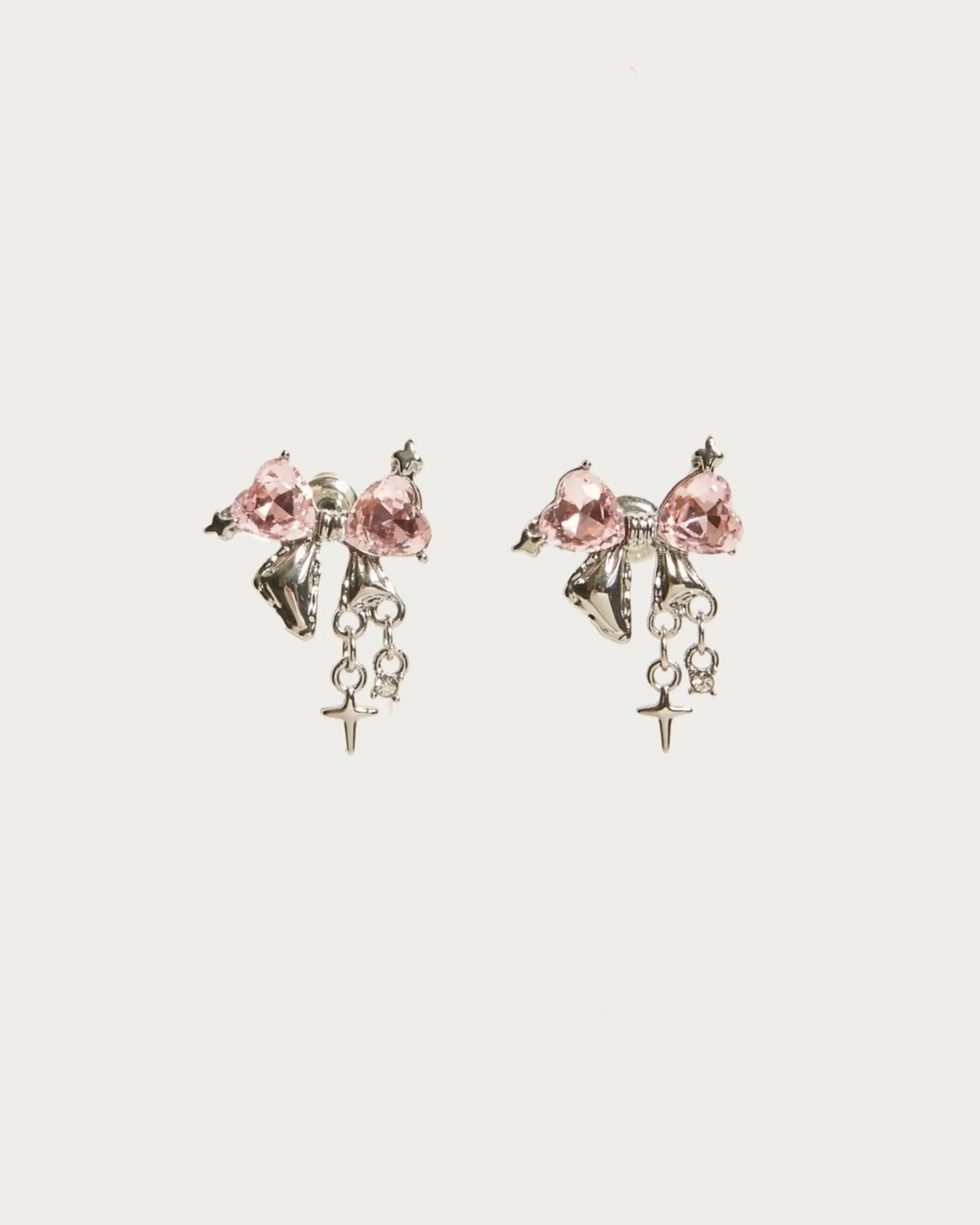 Boucles d'Oreilles Nœud Scintillant En Argent Rose