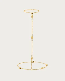 Bracelet Chaîne À Main En Forme de pièce de monnaie hojas doré