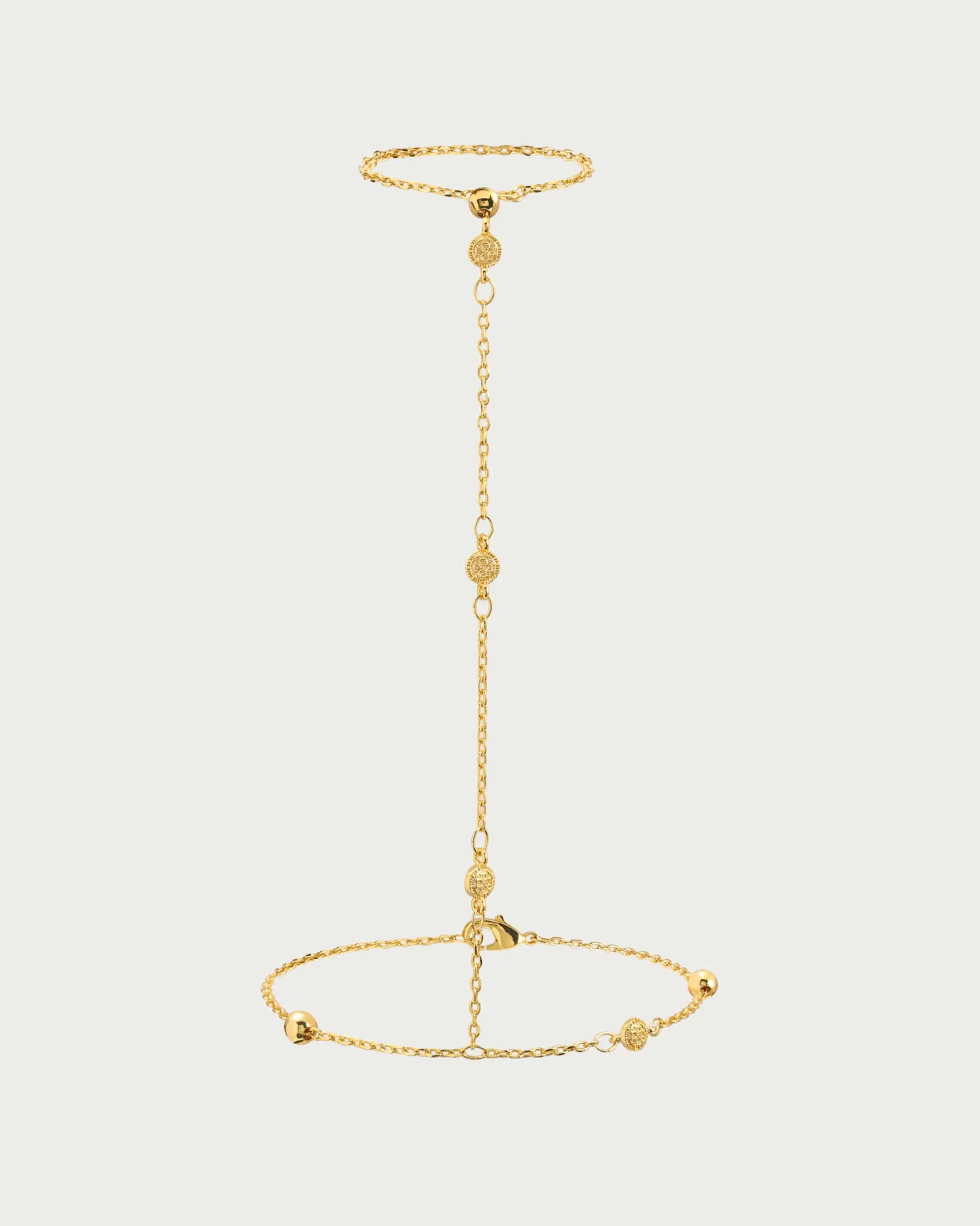 Bracelet Chaîne À Main En Forme de pièce de monnaie hojas doré