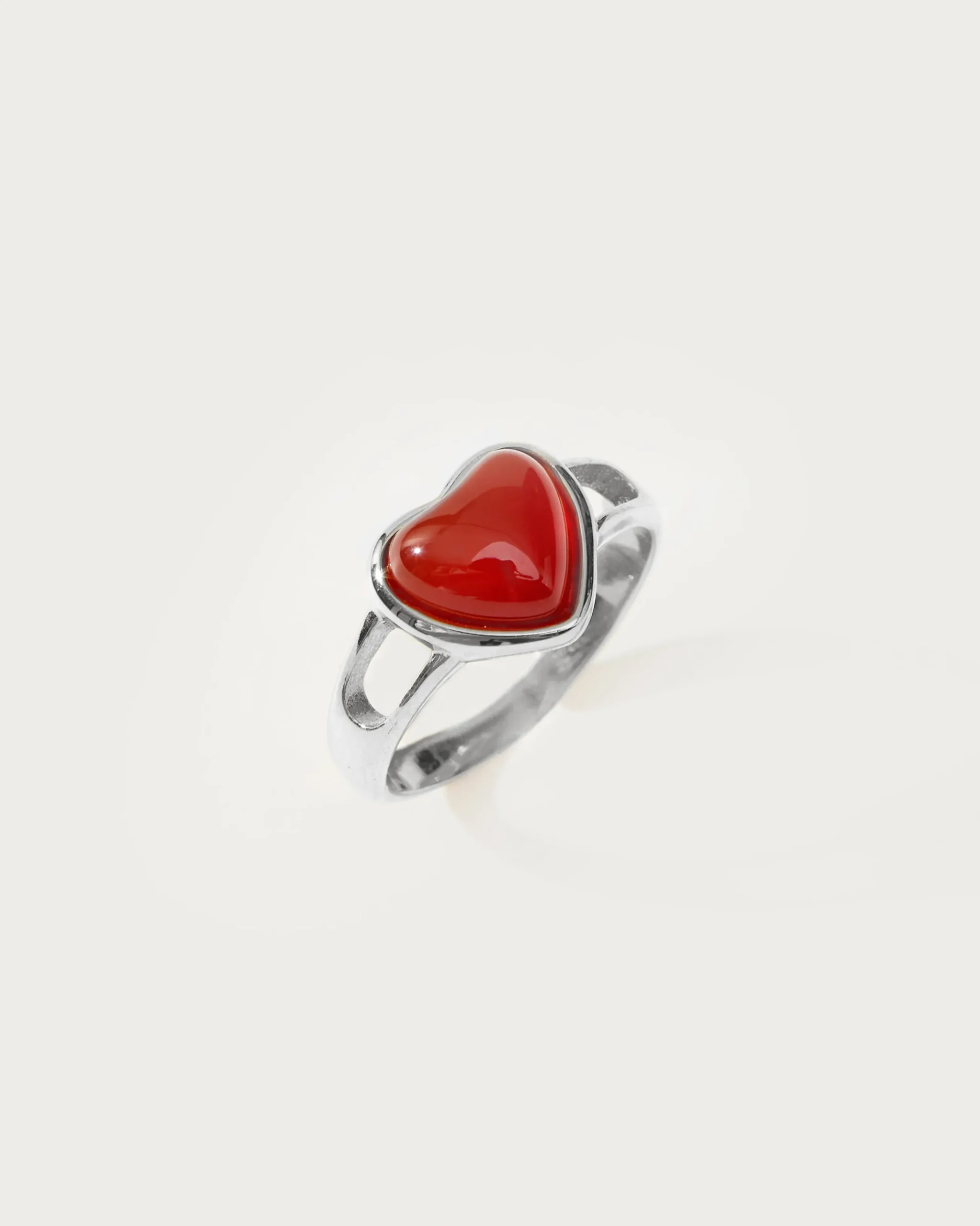 Carnelian Bague Coeur En Argent