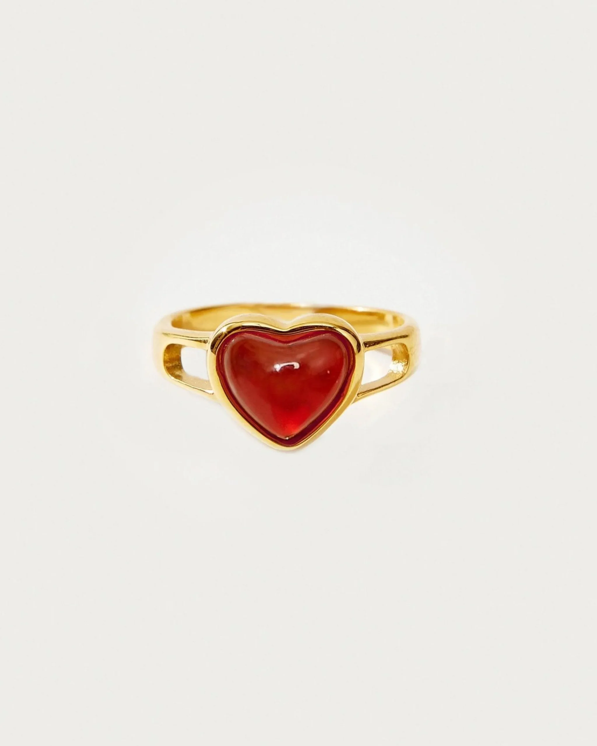 Carnelian Bague Coeur En Argent