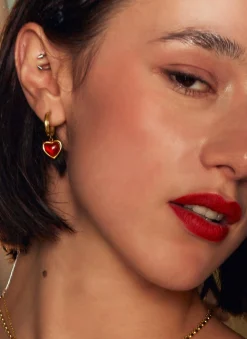 Carnelian Boucles d'Oreilles Créoles En Pierre