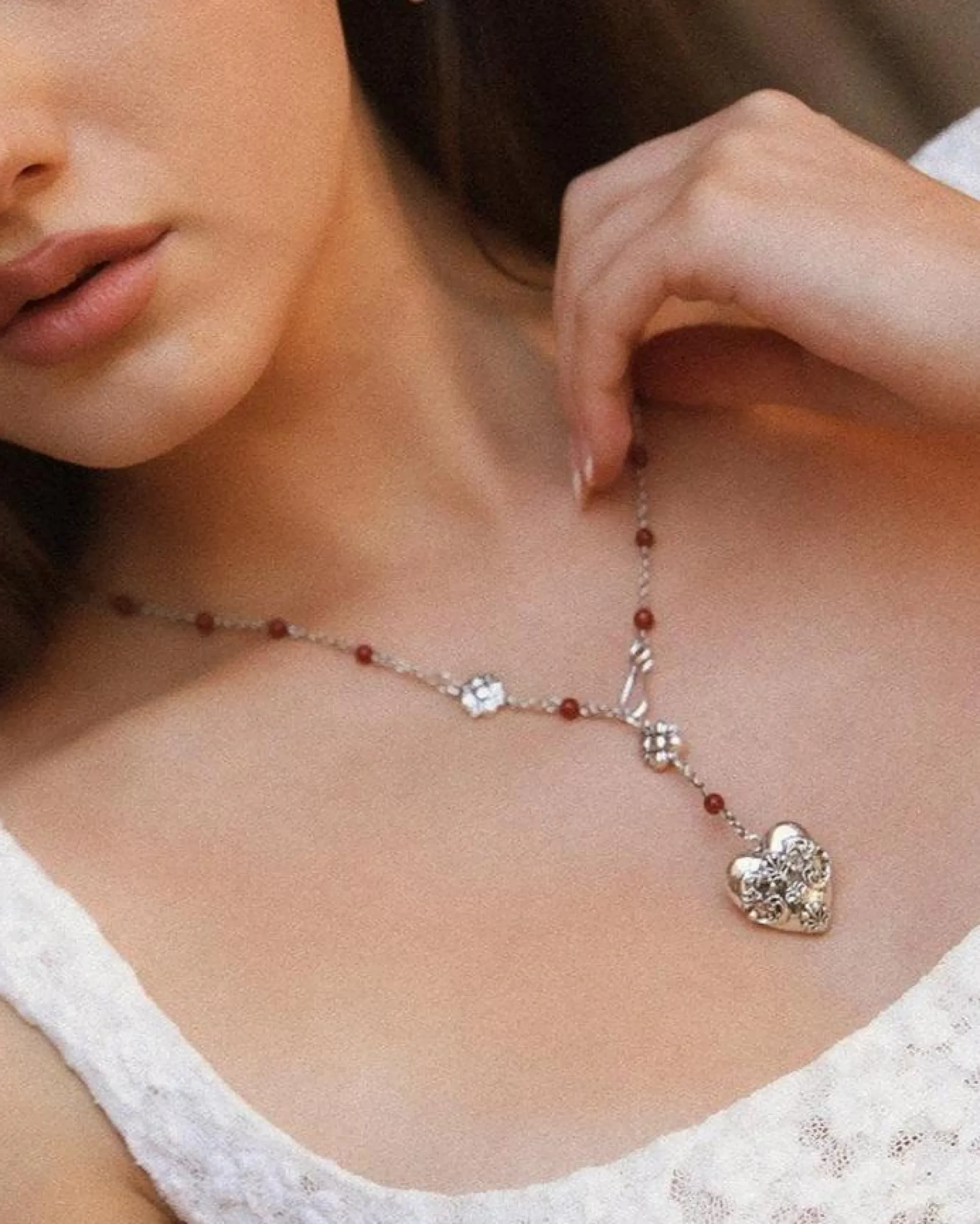 Carnelian Collier Lariat Voile