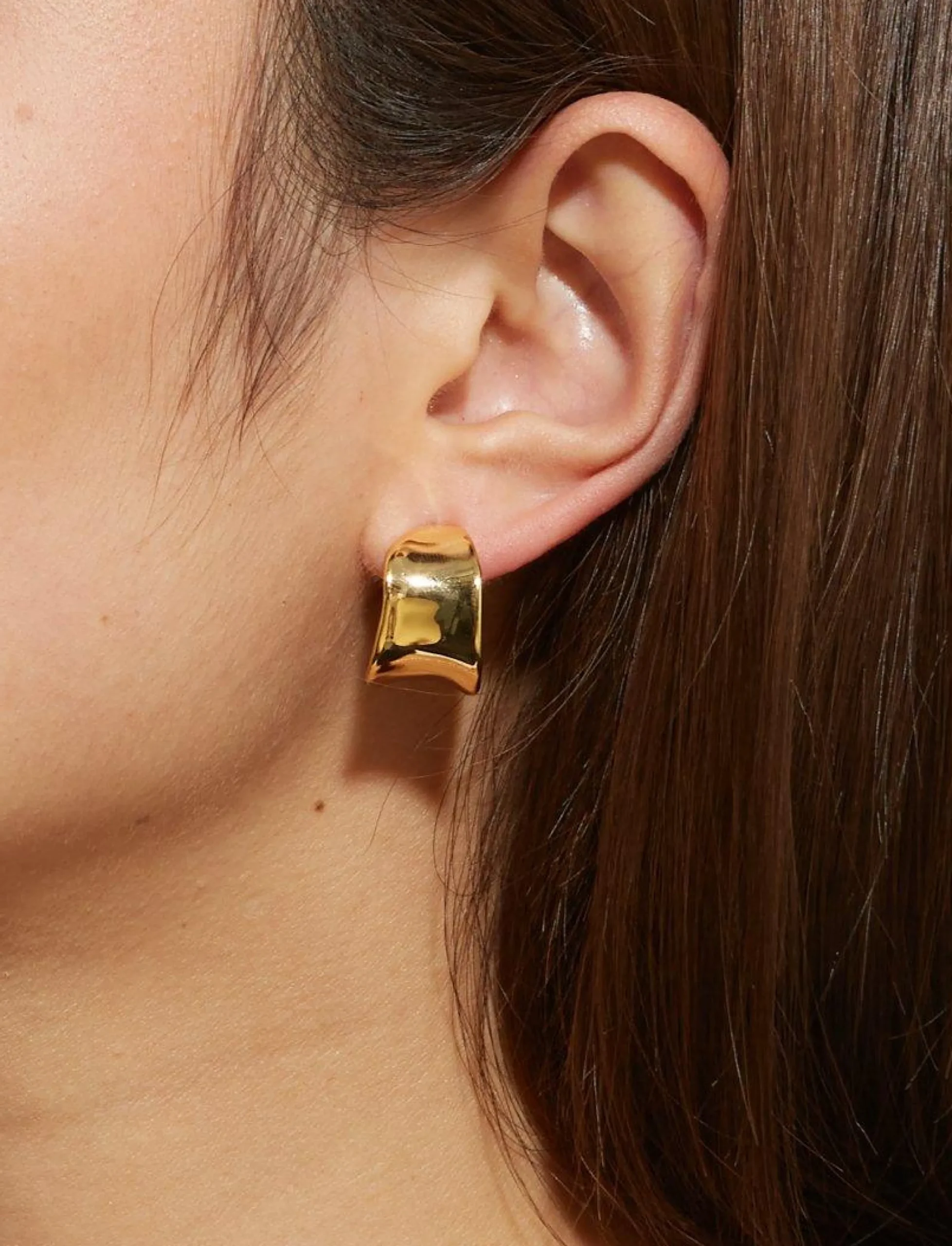 Chunky Boucles d'Oreilles Créoles Fluides En Or