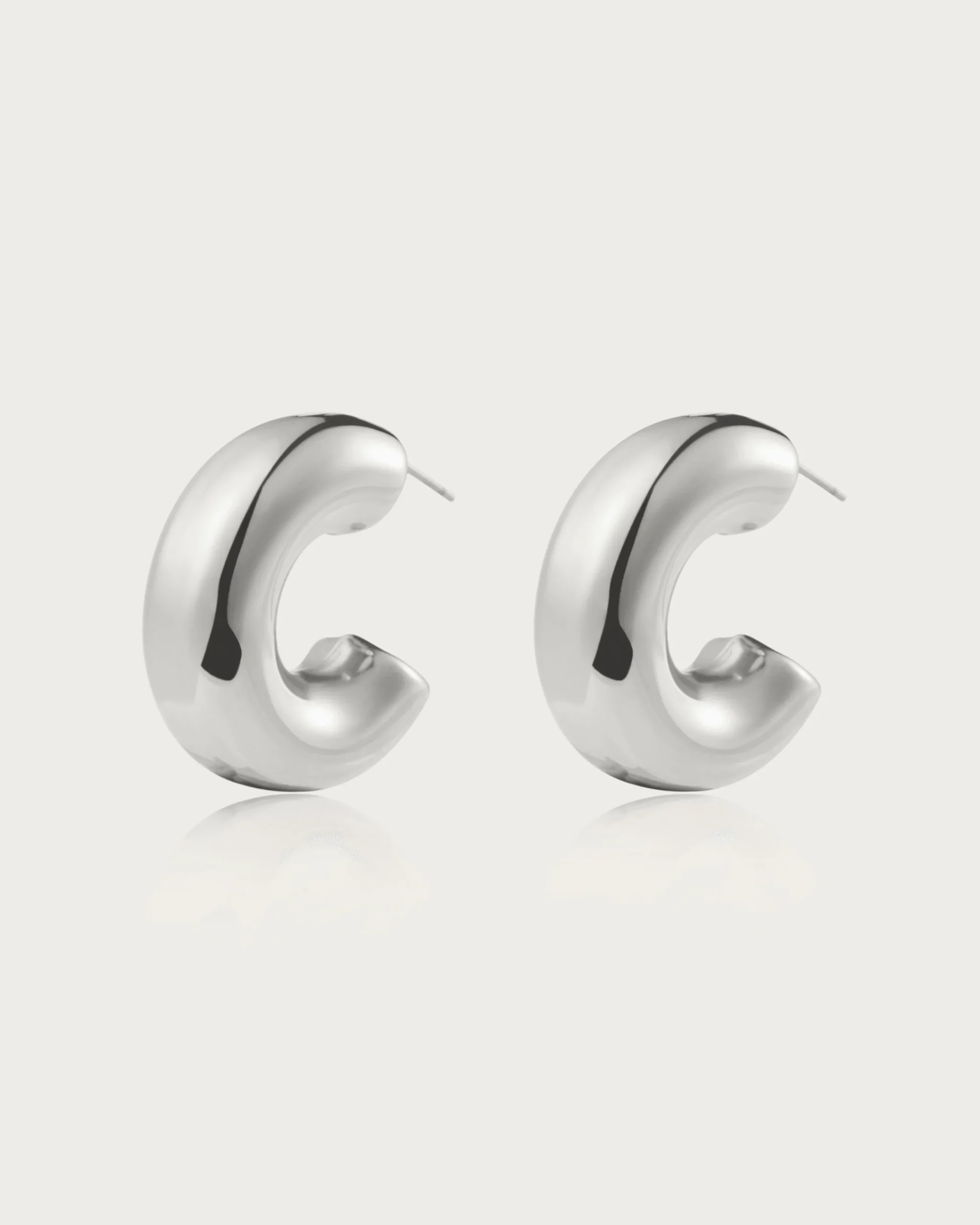 Chunky Boucles d'Oreilles Créoles En Argent