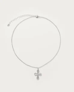 Collier À Pendentif Mini Croix En Argent