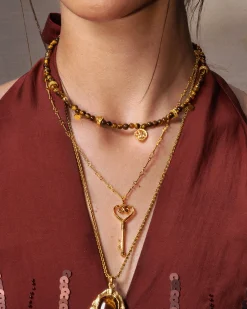 Collier Avec Petite Pièce En œil de Tigre