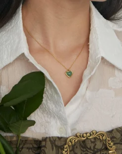 Collier Coeur Aventurine Verte