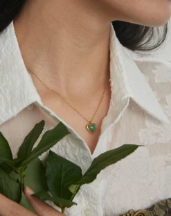 Collier Coeur Aventurine Verte