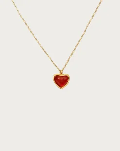 Collier Coeur En Pierre Carnelian