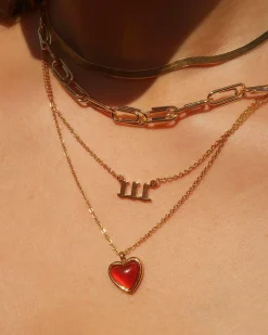 Collier Coeur En Pierre Carnelian