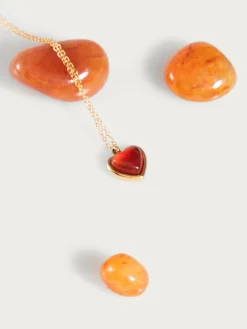 Collier Coeur En Pierre Carnelian