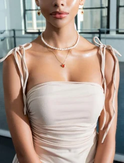 Collier Coeur En Pierre Carnelian