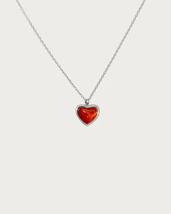 Collier Coeur En Pierre Carnelian