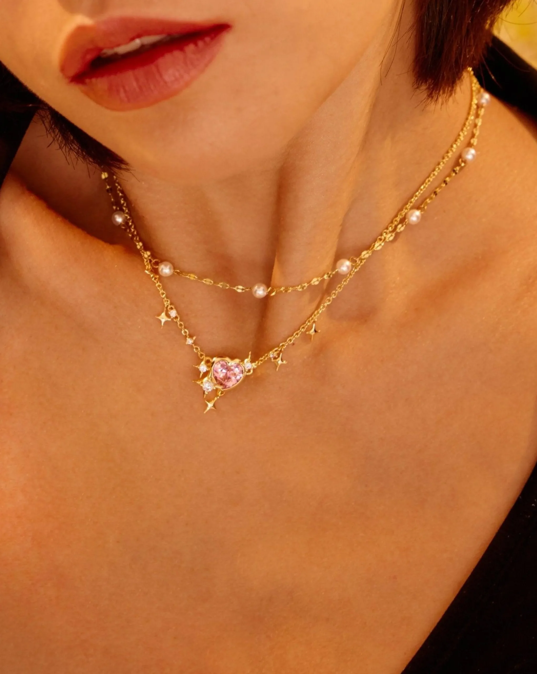 Collier de Coeur Rose