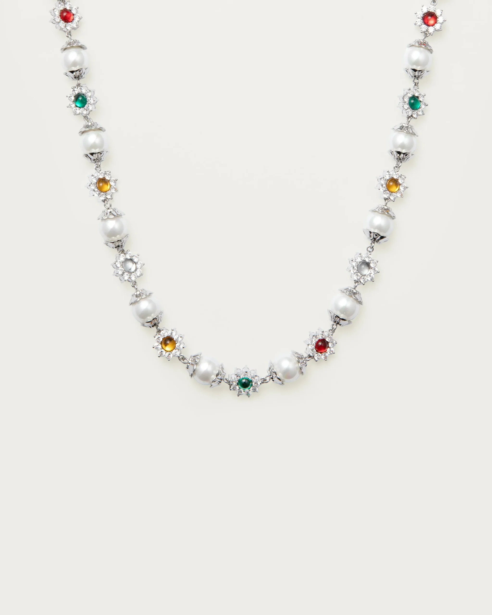Collier de Perles Marguerite En Argent