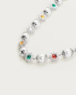 Collier de Perles Marguerite En Argent
