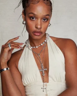 Collier de Perles Marguerite En Argent