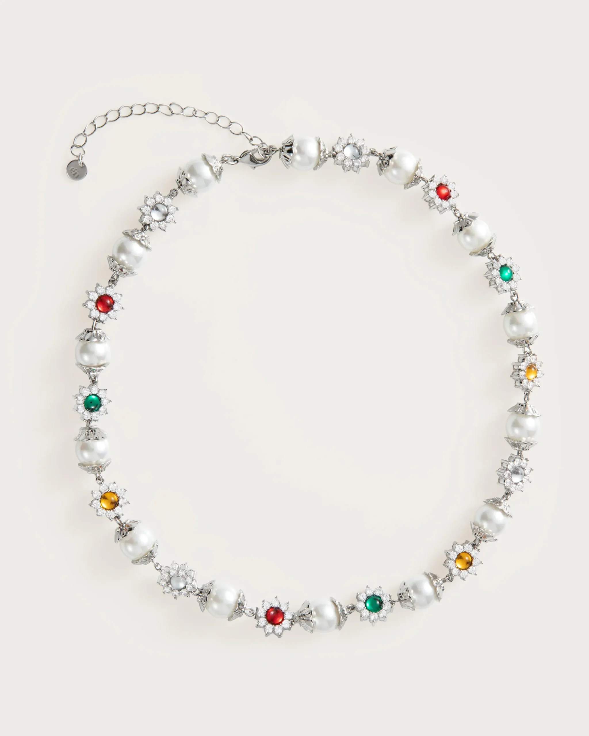 Collier de Perles Marguerite En Argent
