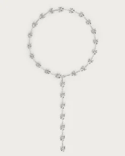 Collier Long Lariat Avec Nœud En Argent