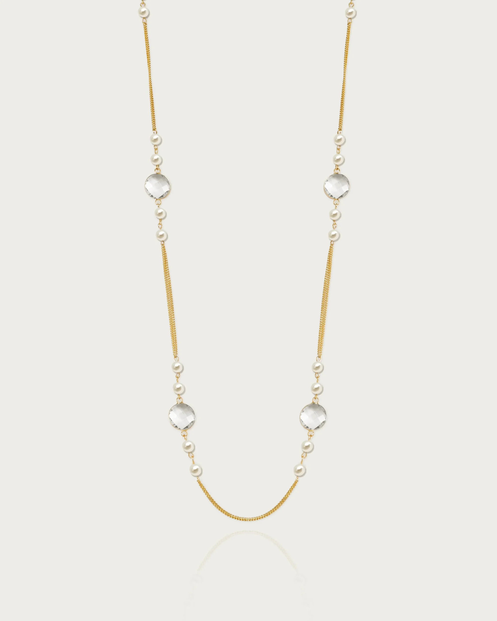 Collier Long Station En Cascade de Perles