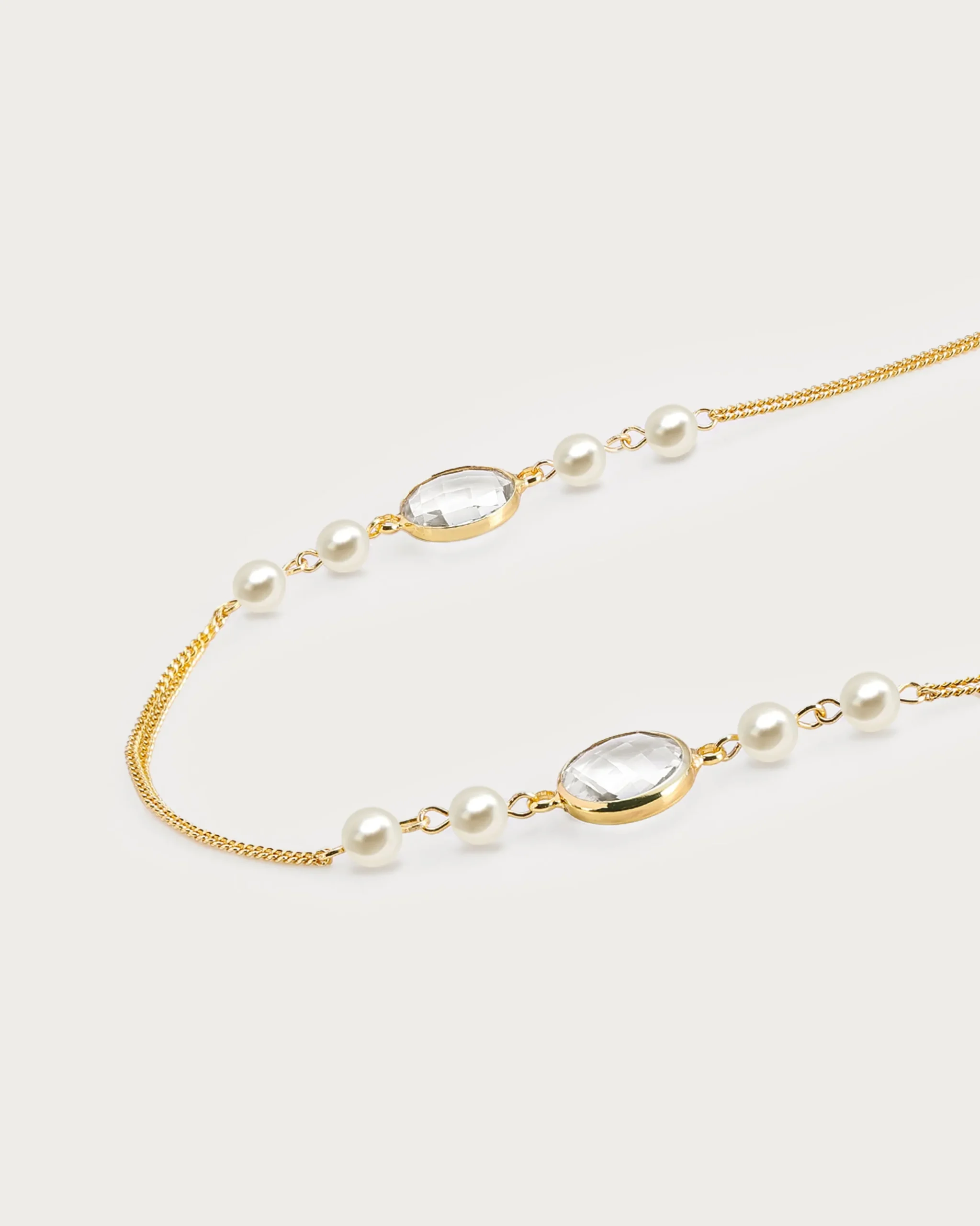 Collier Long Station En Cascade de Perles