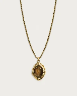 Collier Sautoir Savane Doré Oeil de Tigre