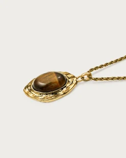 Collier Sautoir Savane Doré Oeil de Tigre