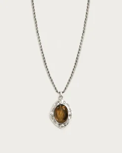 Collier Sautoir Savane Doré Oeil de Tigre