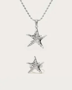 Ensemble Collier et Bague Étoile de Mer en argent