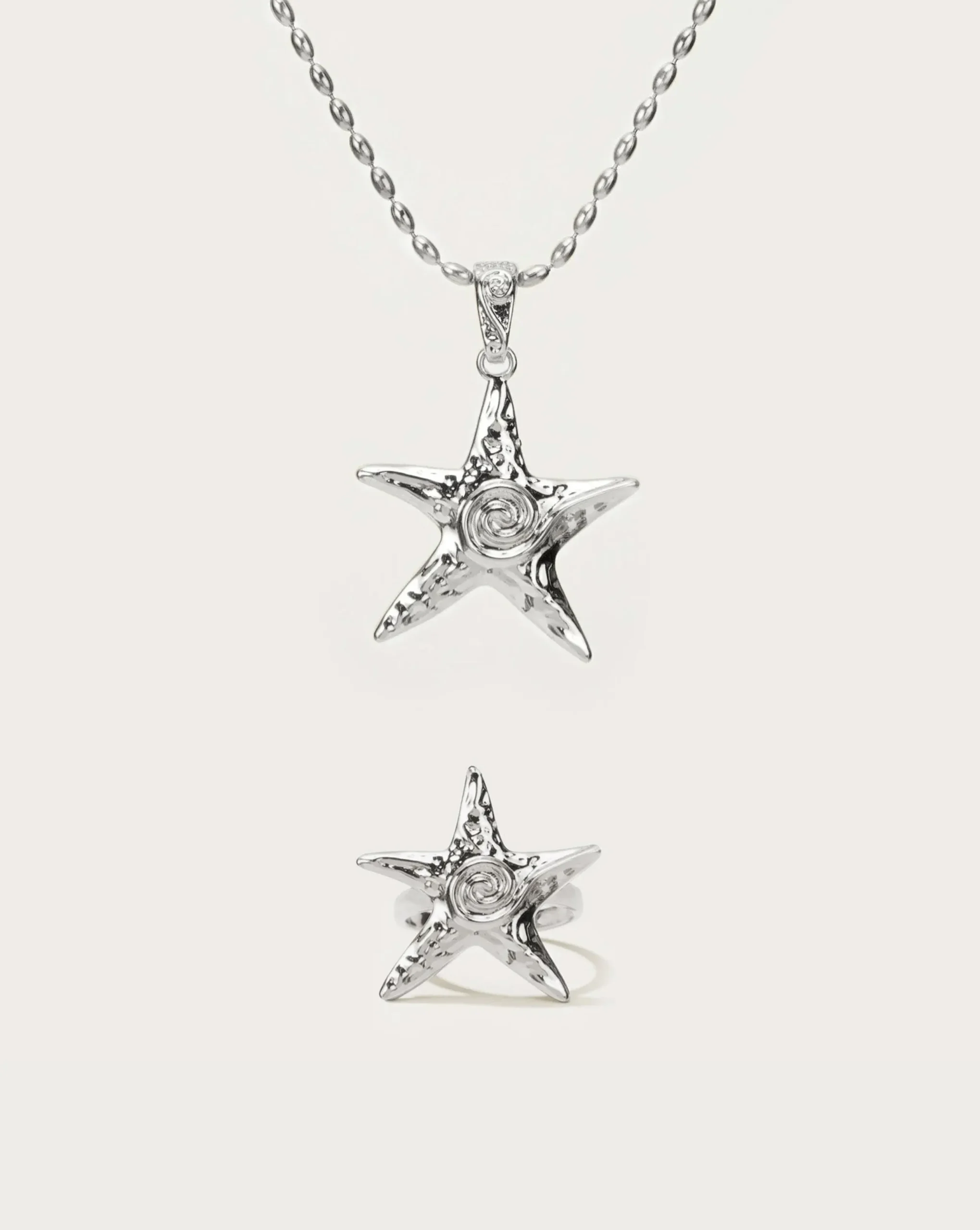 Ensemble Collier et Bague Étoile de Mer en argent