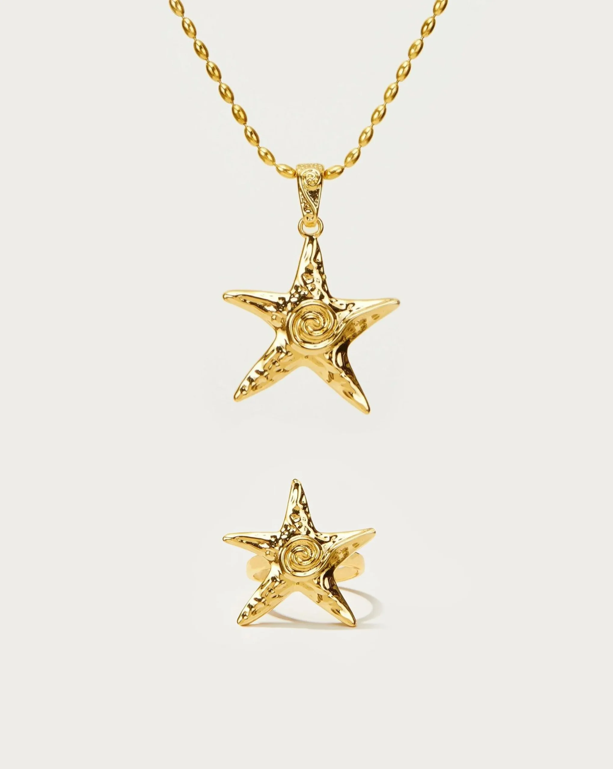 Ensemble Collier et Bague Étoile de Mer en argent
